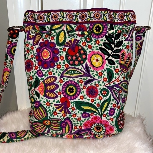 VERA bradley quickDraw viva la vera drawstring shoulder bag crossbody purse - Picture 4 of 11